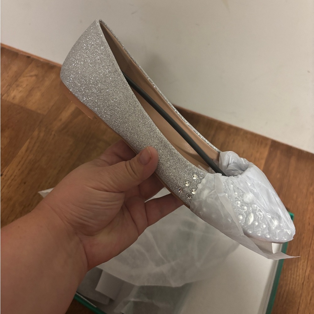 NEW Lauren Lorraine Glittering Silver flats